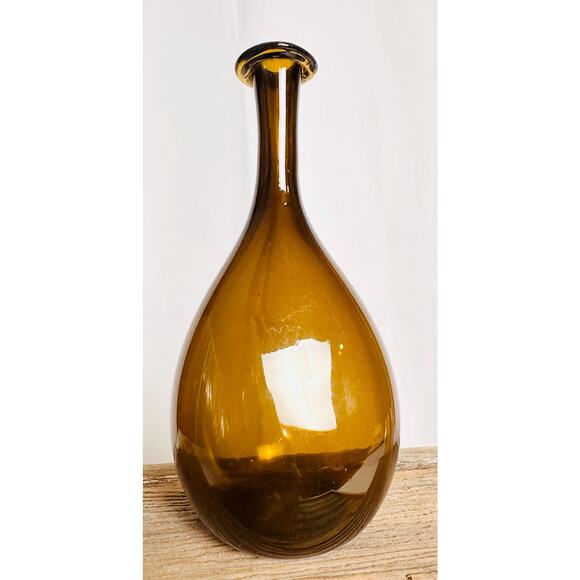 Blenko CW 12 Amber Glass Handblown Bottles, Wine decanters - Picture 3 of 10